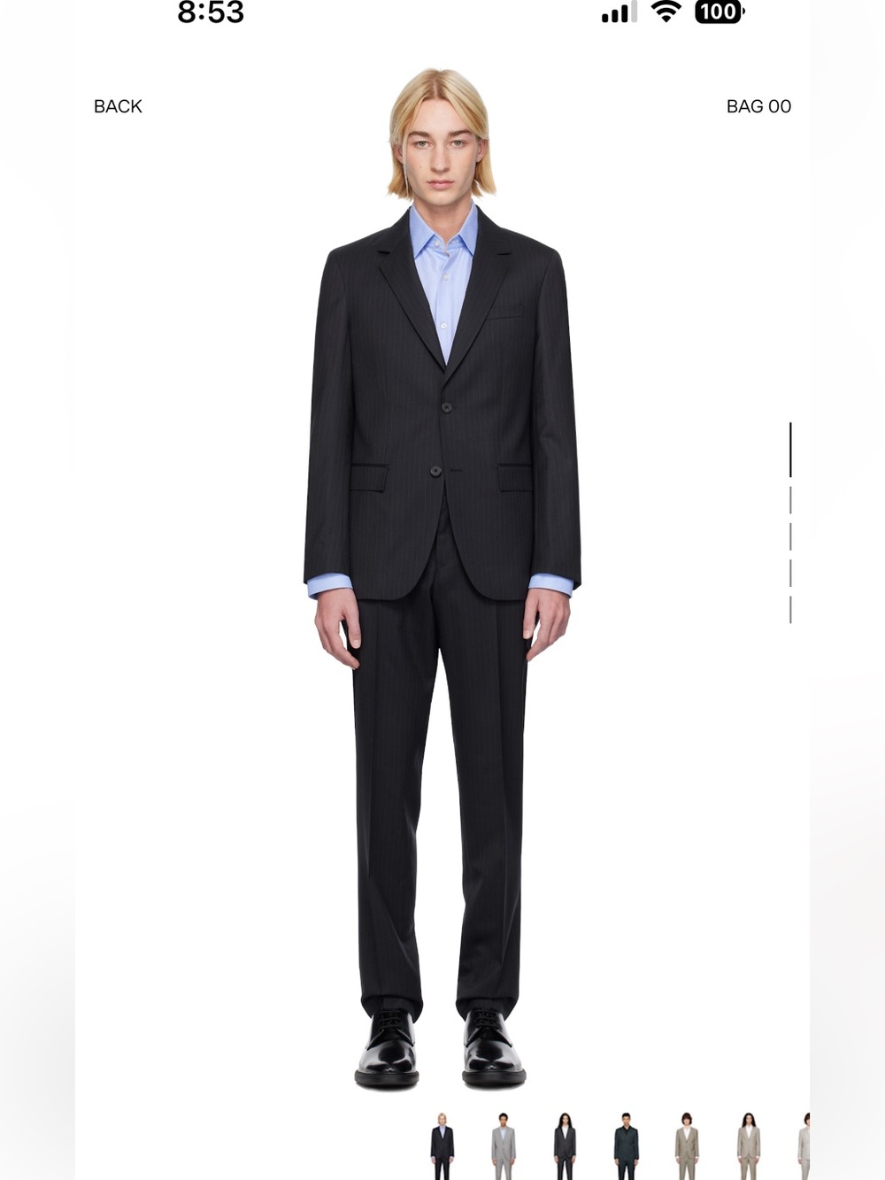 Men’s BOSS Navy Striped Suit Size IT 54